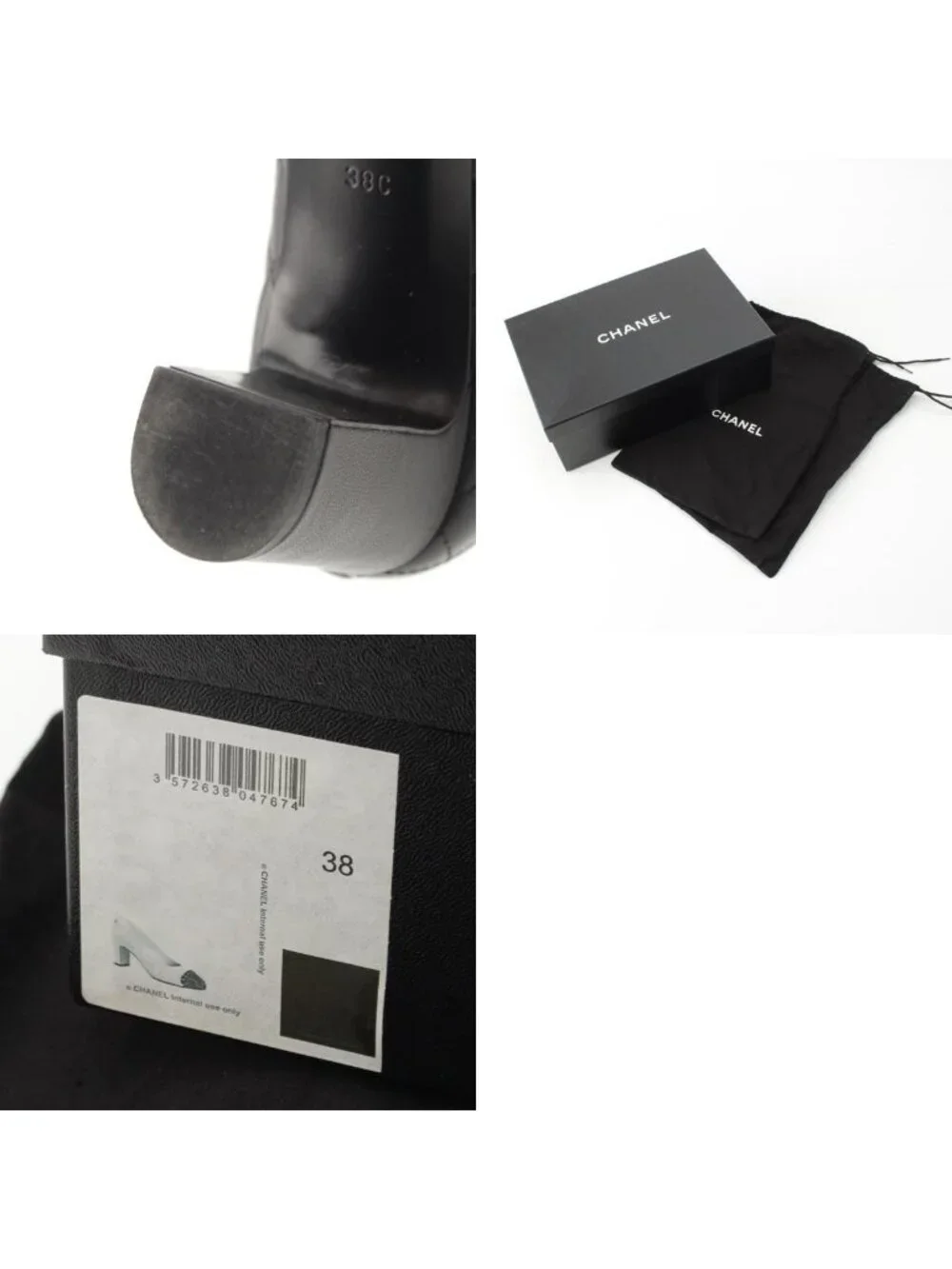 Chanel Quilted Leather CC Logo Pumps Heels Black 38c